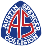 Automotive Collision Repair Center logo in white text on a red background.