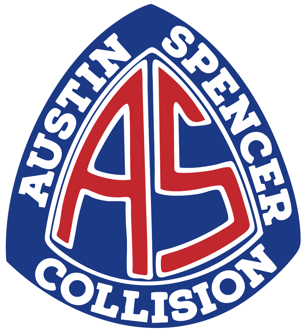Automotive Collision Repair Center logo in white text on a red background.