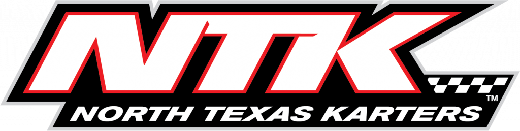 Logo for North Texas Karters: white NTK text on black background with checkerboard detail.