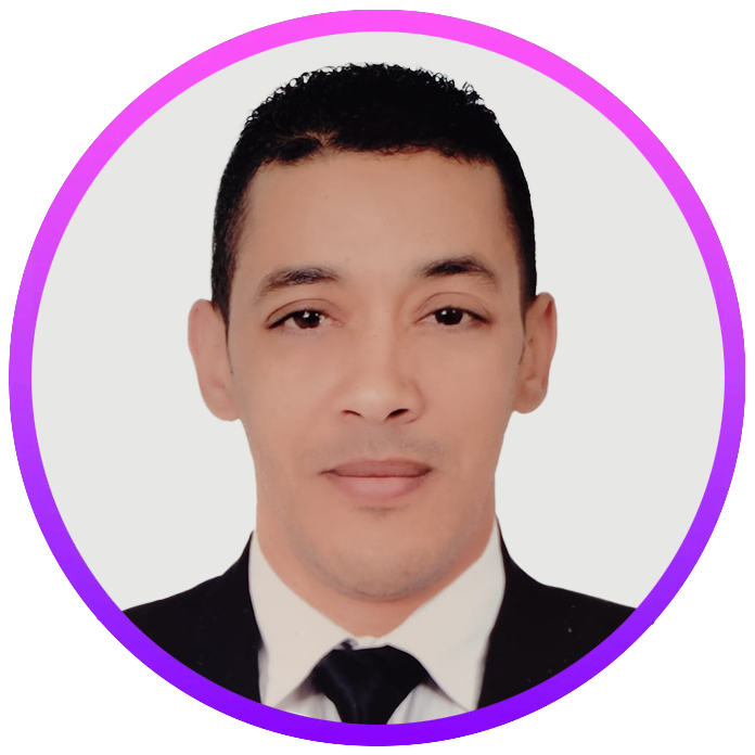 Un homme en costume et cravate est dans un cercle violet