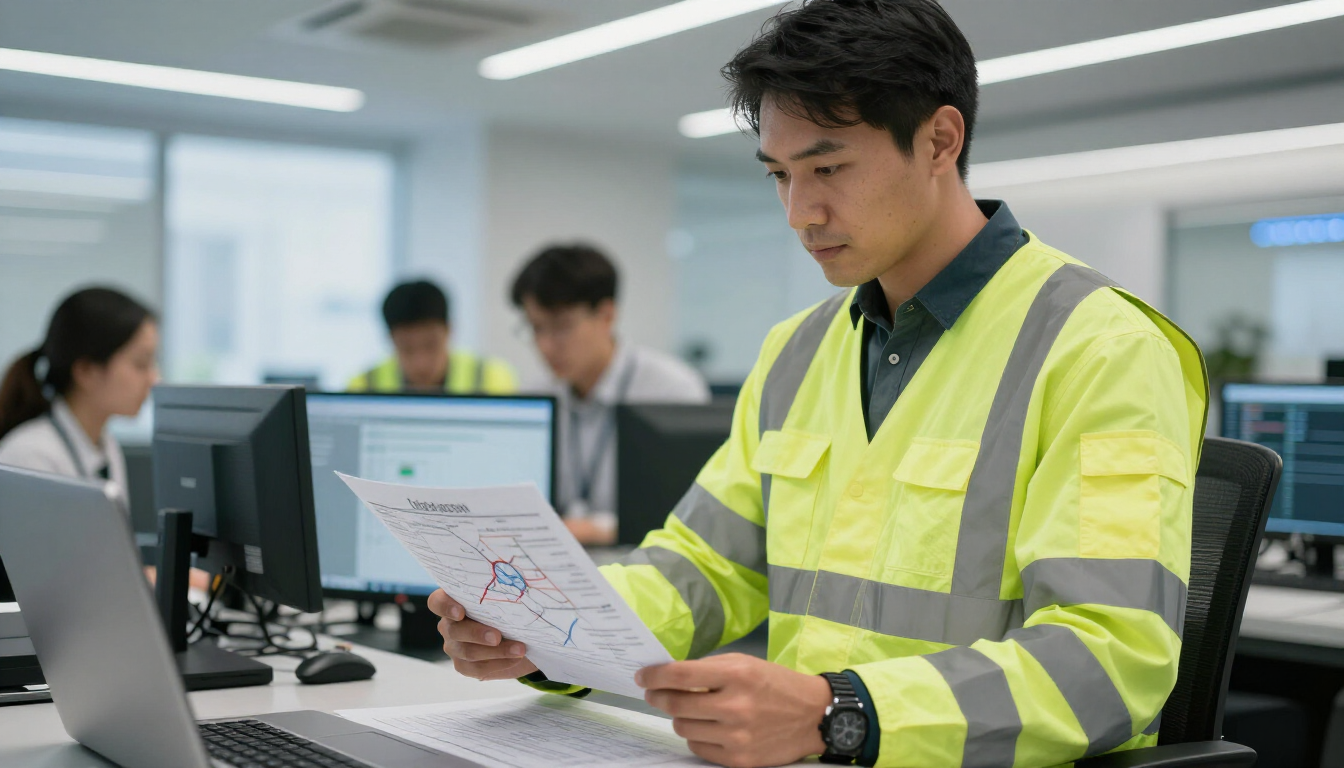 Professional driver and logistics team planning routes