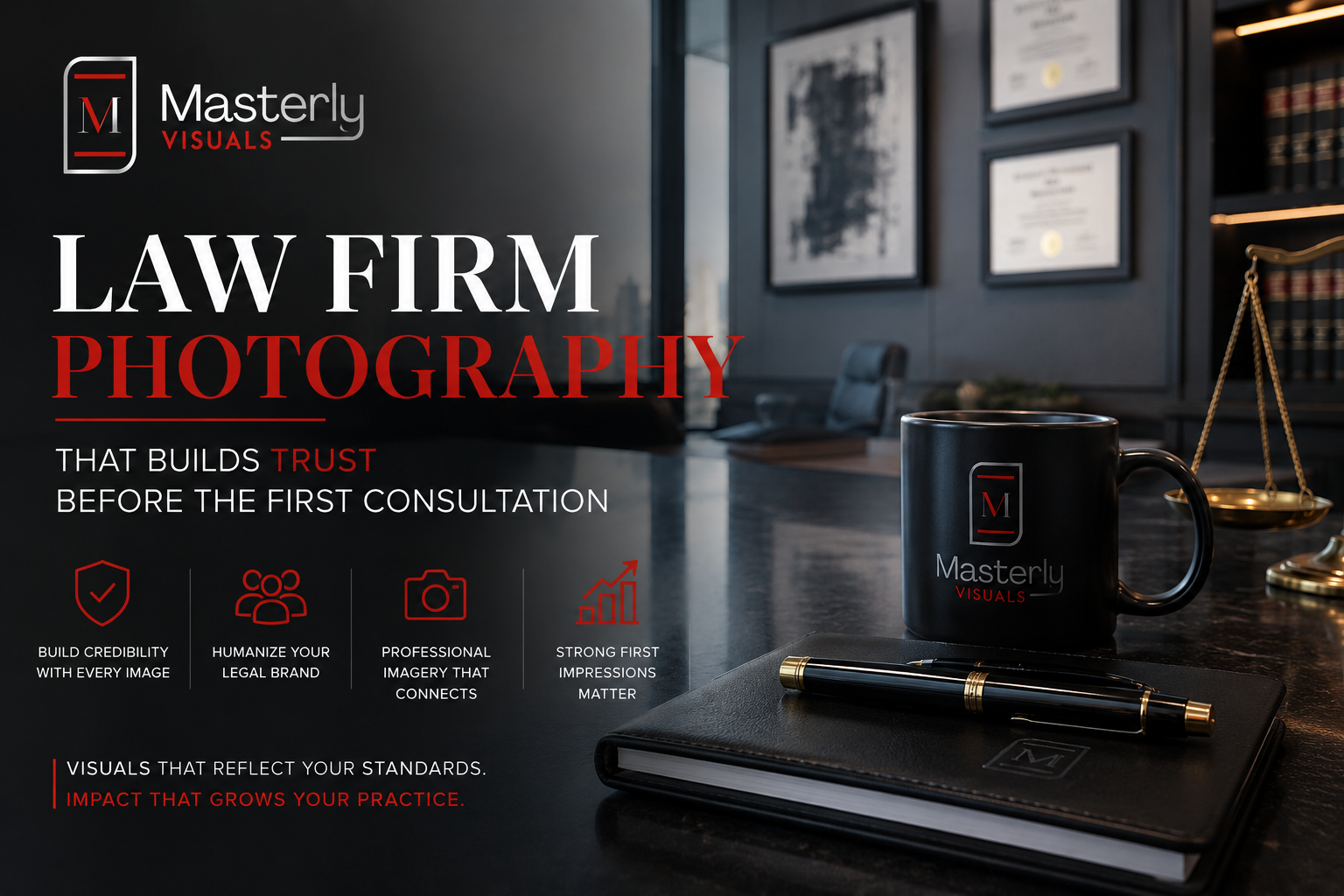 law firm, mug , notebook