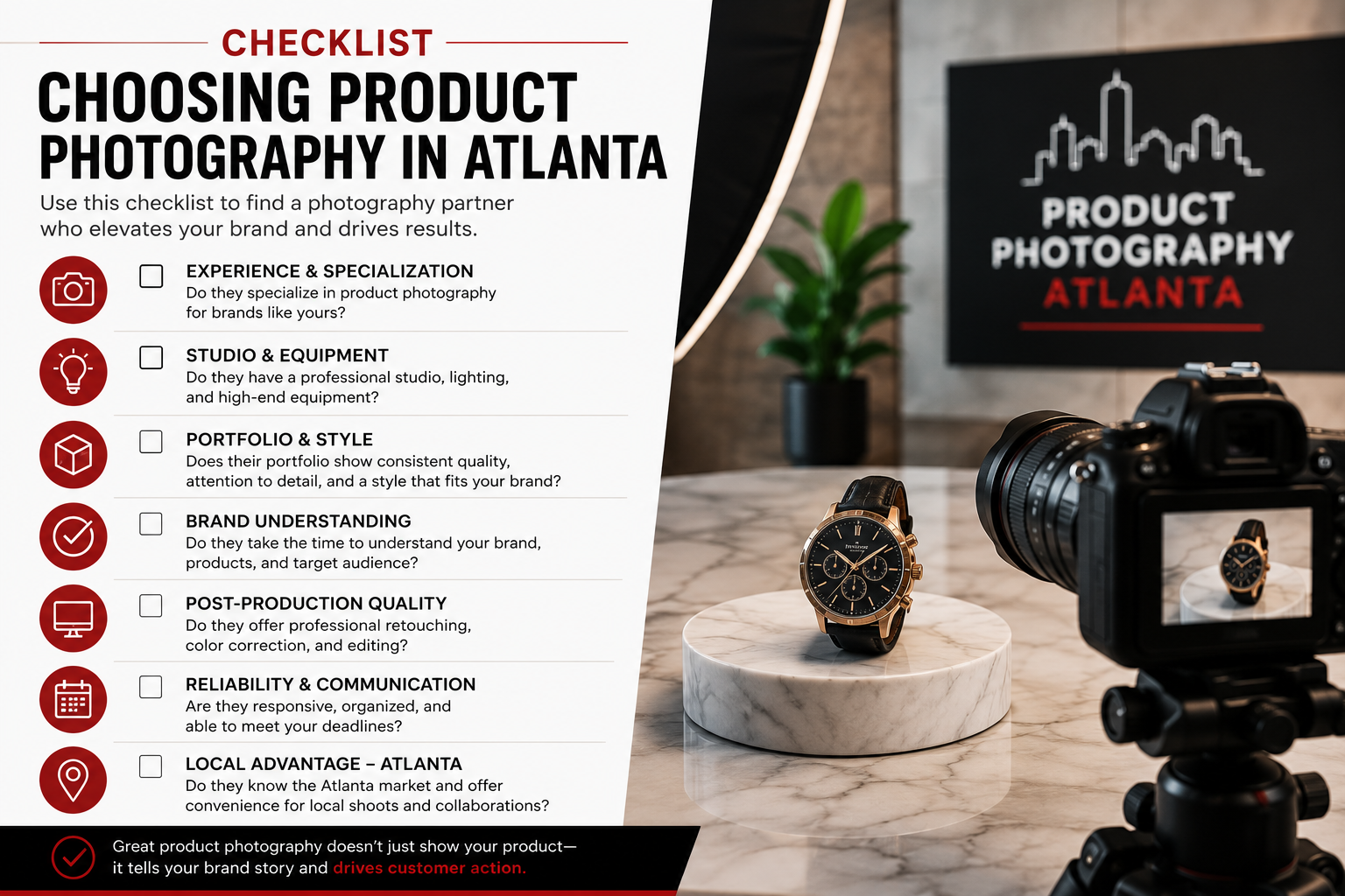 questions to consider before choosing  product photography Atlanta