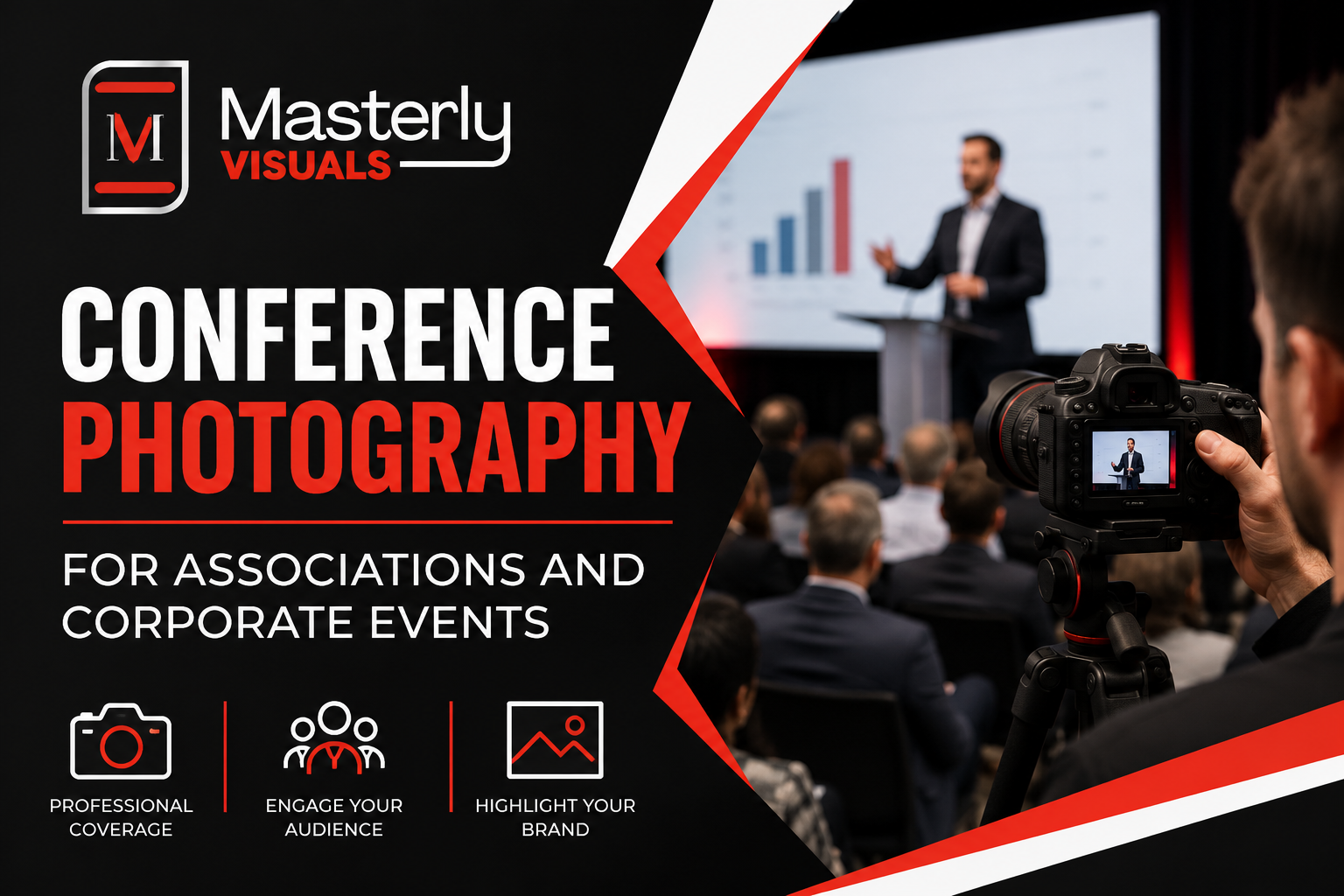 Conference photography capturing speakers and attendees at a professional event.