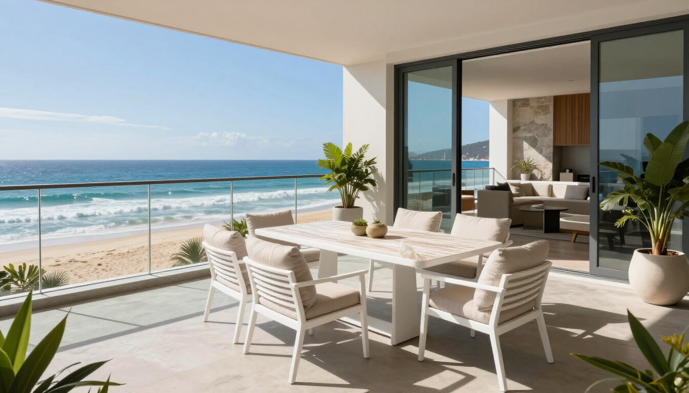 Luxurious Myrtle Beach vacation rental interior overlooking the ocean.