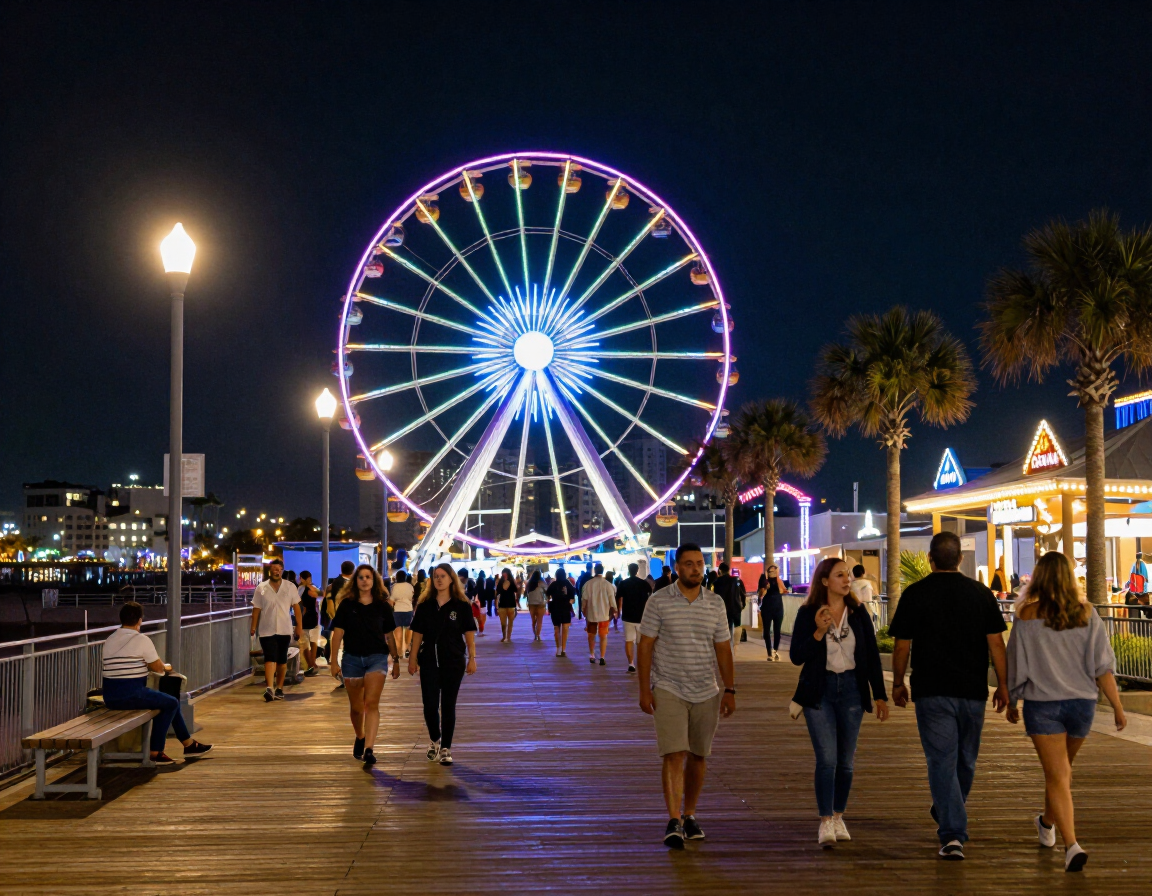 Myrtle Beach Boardwalk at night