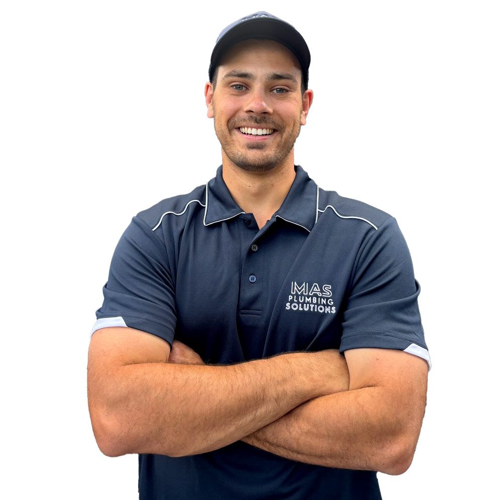 A man with his arms crossed is wearing a shirt that says first heating and cooling