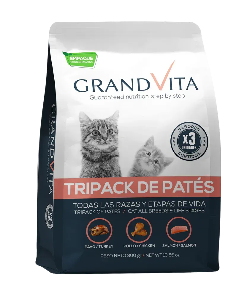 Comida Húmeda para gato Grand Vita paté sabor tripack surtido