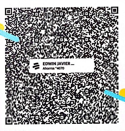 Código QR con etiqueta “Edwin Javier” y “Ahorros *4070”.