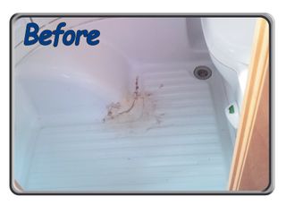 damaged shower tray before speedcoat repair