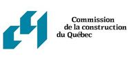 Logo de la Commission de la construction du Québec : formes abstraites et texte bleu sarcelle sur fond blanc.