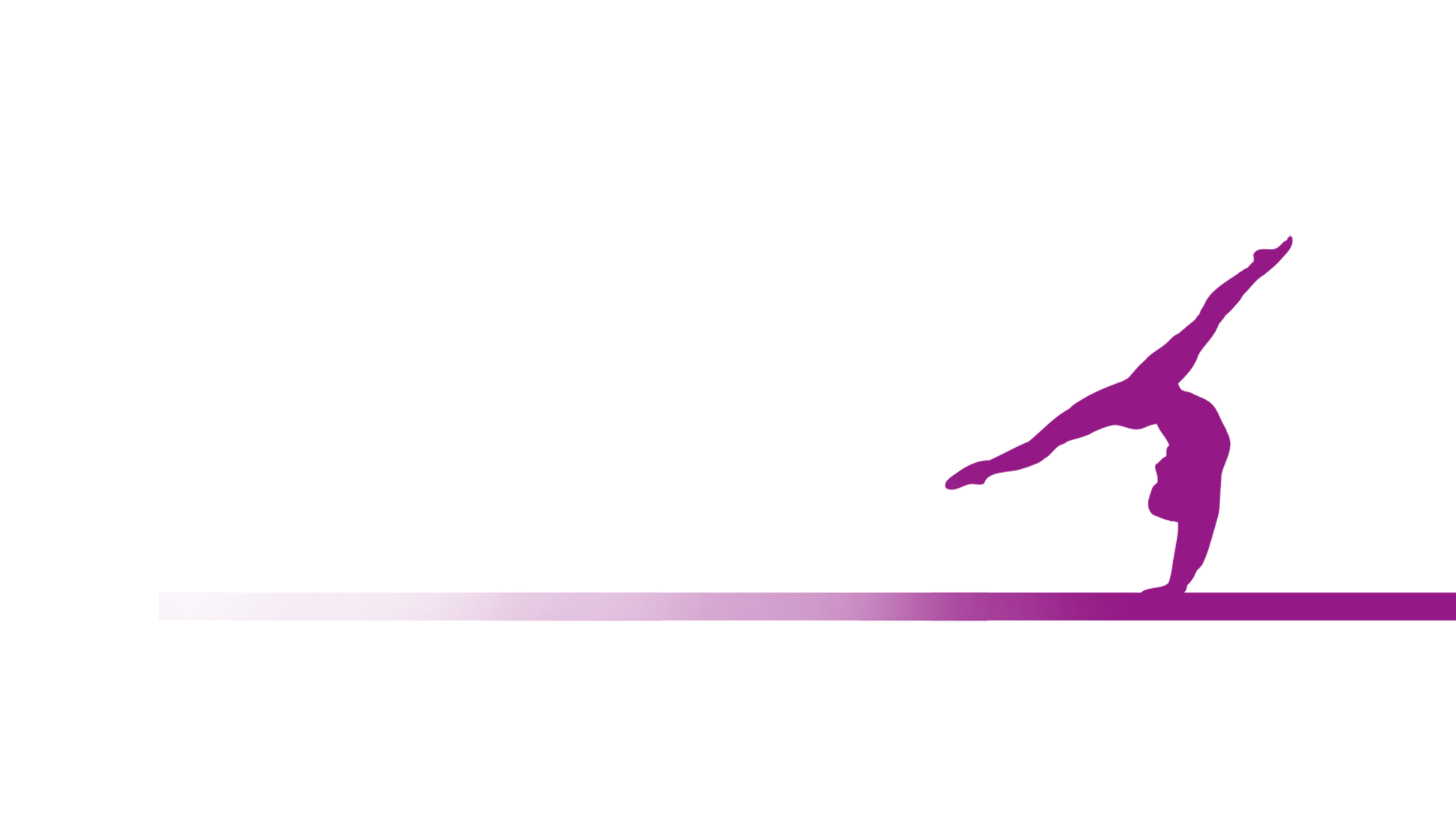 A silhouette of a gymnast doing a handstand on a balance beam.