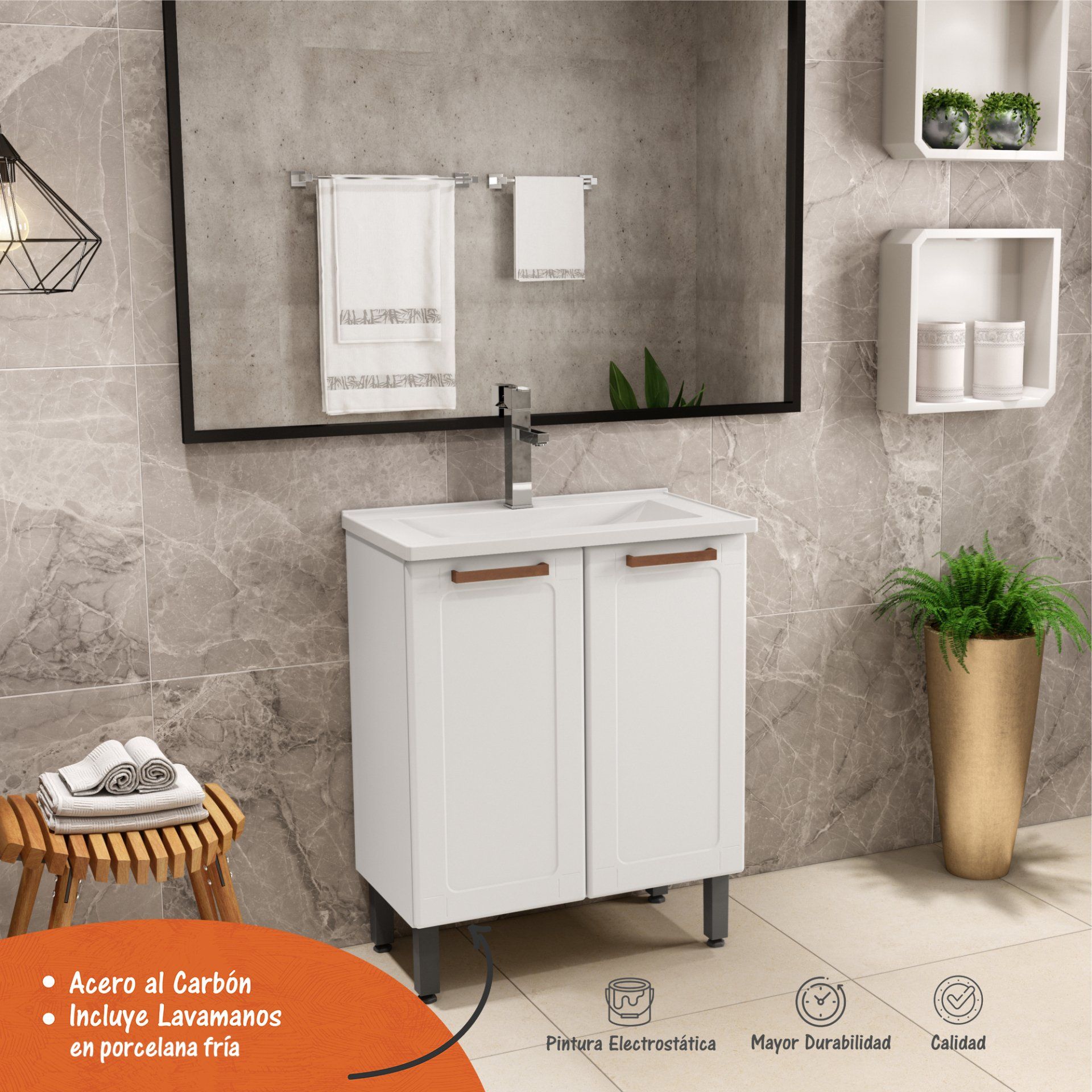 Un baño con lavabo y un espejo grande.