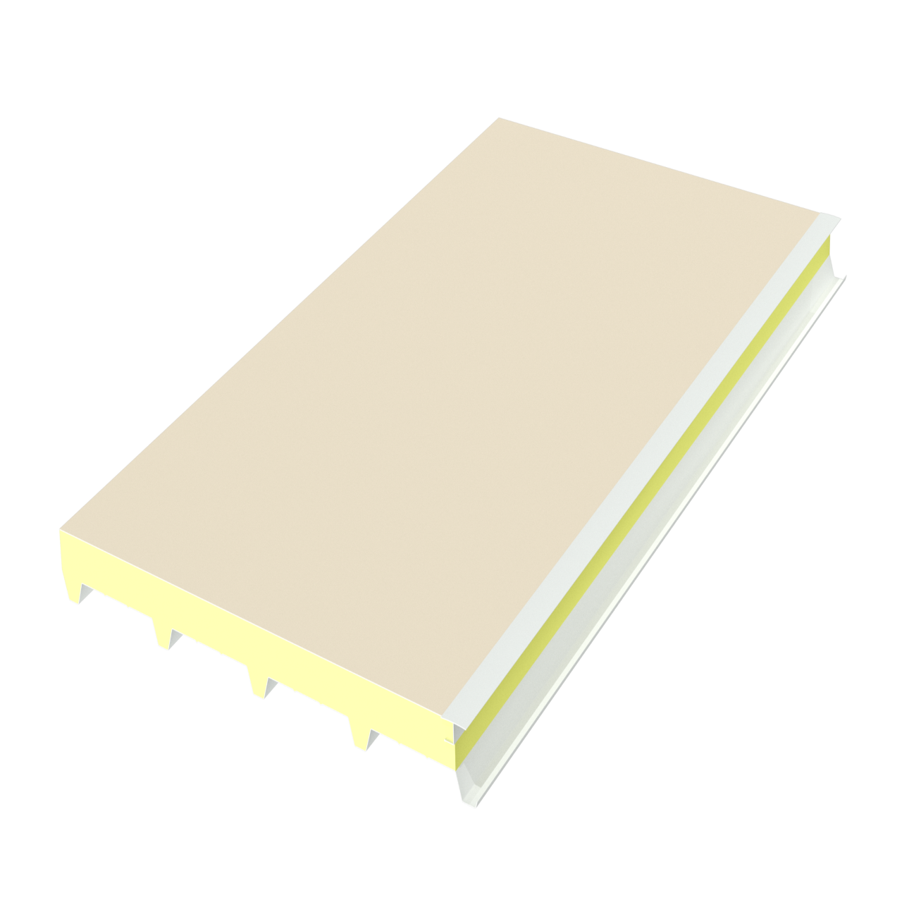 Una representación 3D de un panel de techo sobre un fondo blanco.