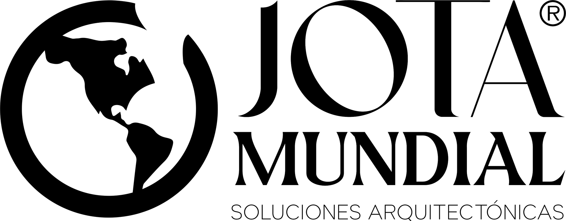 Un logotipo dorado para Jota Mundial con un globo terráqueo en el medio.
