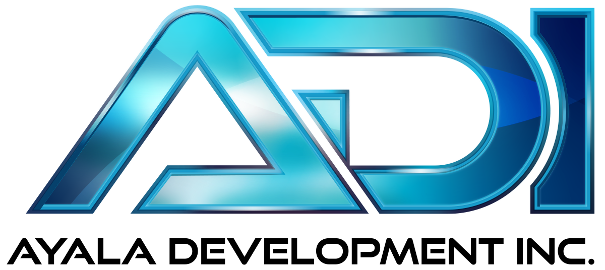 Logo of Ayala Development Inc. in a gradient blue color with the letters 