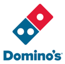 Domino's Pizza logo: Red and blue domino tile with white dots, and the Domino's wordmark below.