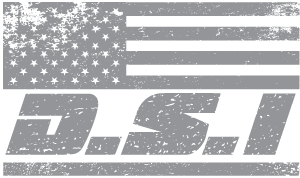 Distressed American flag with “D.S.I” text beneath it