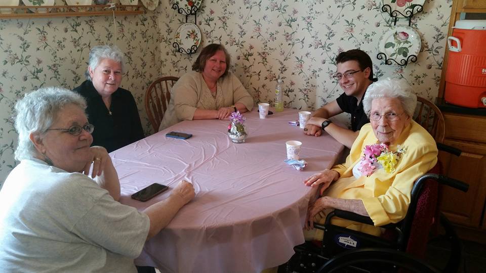 old people sitting together during breakfast
