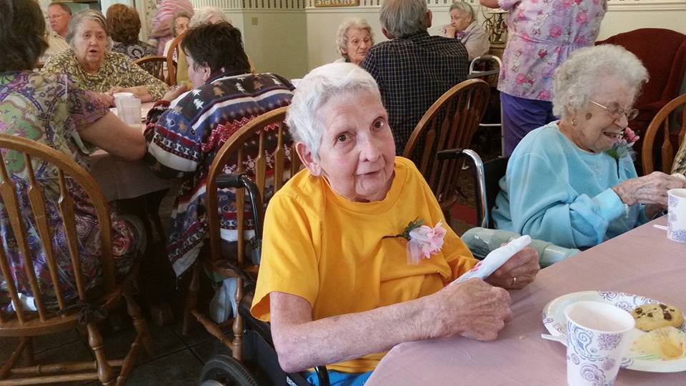 old handicap woman at Waynesboro Manor assisted living center