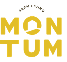 A yellow logo for farm living mon tum