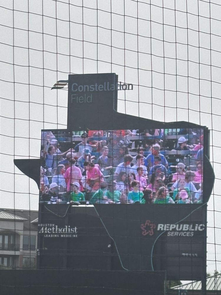 A crowd of people are watching a baseball game at constellation field