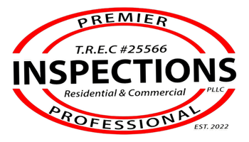 The logo for premier inspections residential and commercial is red and black.