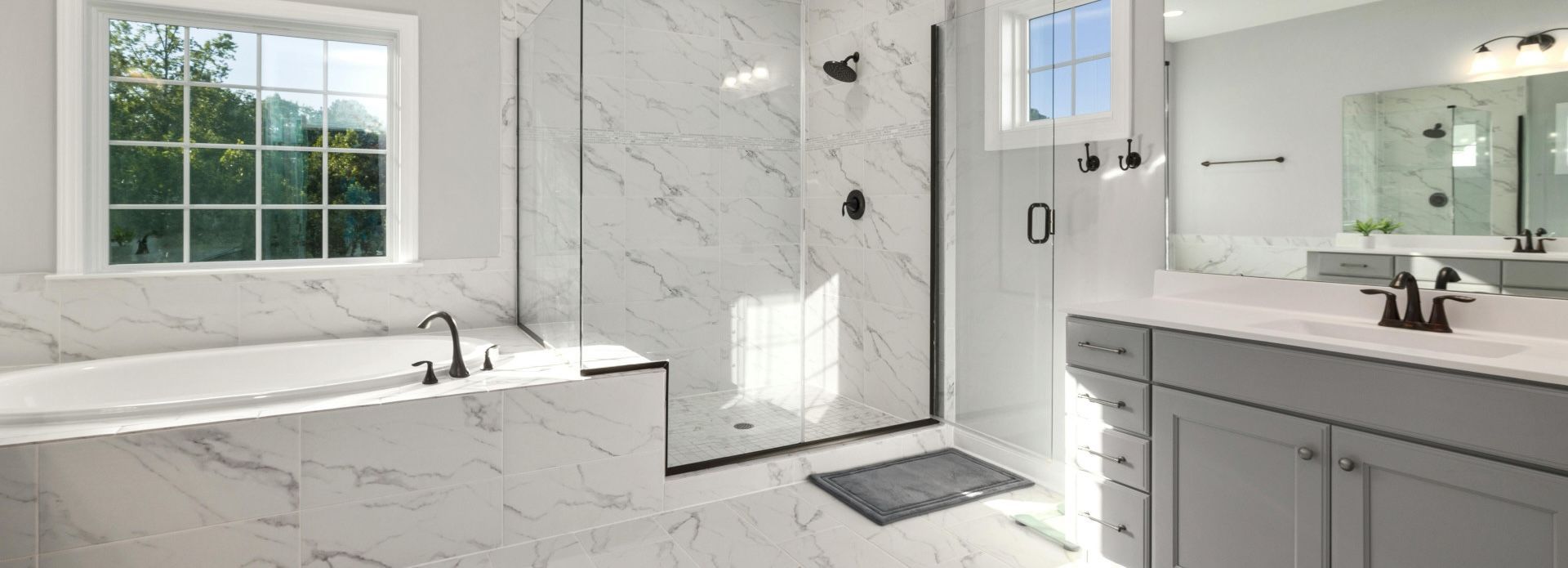 A beautifully tiled bathroom interior in Swansea featuring modern finishes.