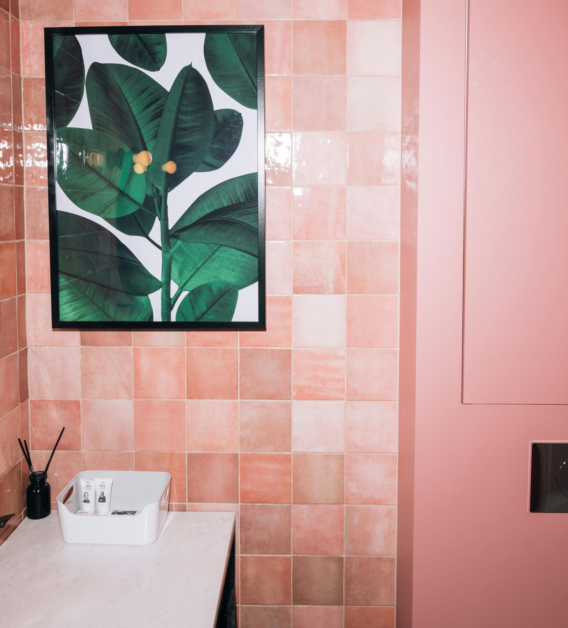 Lovely colourful Pink tiled bathroom