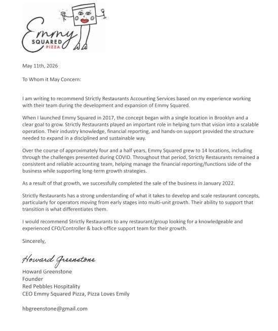 A typed business letter with a handwritten signature at the bottom and a small logo at top left.