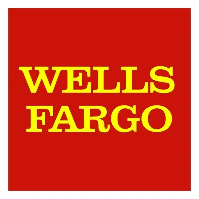 Wells Fargo logo: Yellow text on a red square.
