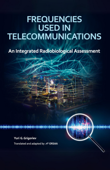 Een boek met de titel Frequenties gebruikt in de telecommunicatie en een geïntegreerde radiobiologische beoordeling