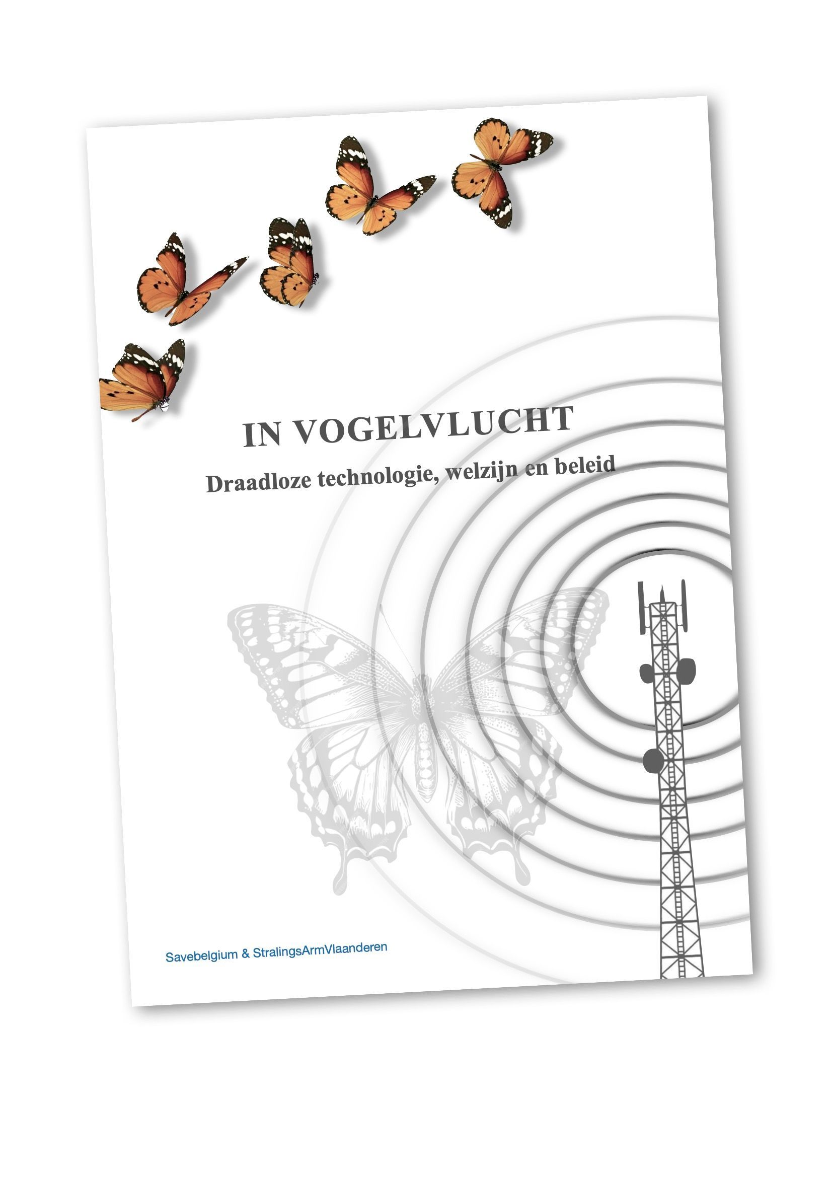 Een boek getiteld in vogelvlucht met vlinders op de cover