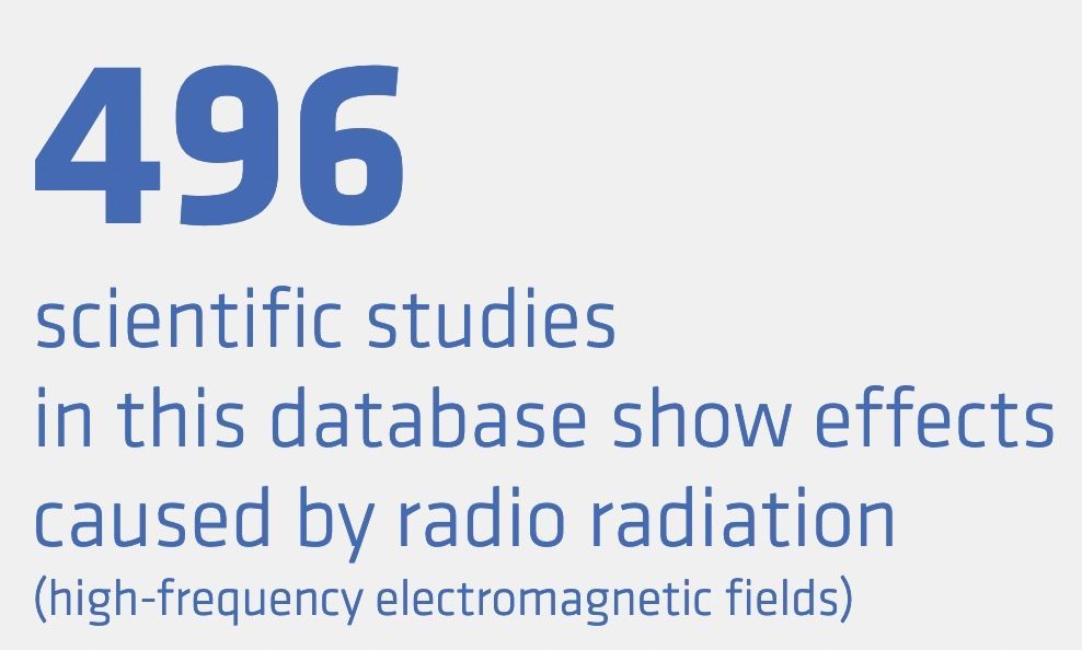 Wetenschappelijke studies in deze database laten effecten zien die veroorzaakt worden door radiostraling