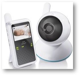 Een babyfoon met een camera-functie.
Deze maakt gebruik van draadloze Wifi of DECT-signalen