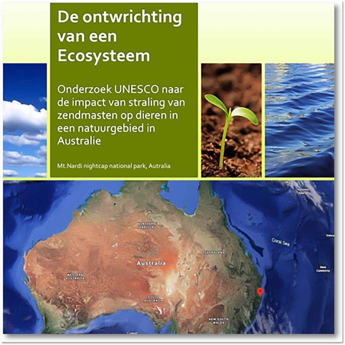 A book titled de ontwikkeling van een ecosysteem shows a map of australia