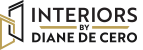 Logo for Interiors by Diane De Cero. Features a gold and black geometric design and text.