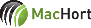 Logo for MacHort, a company, with a green and black circular design and text.