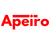 Red Apeiro logo with a red maple leaf above the “i” on a white background