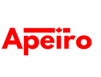 Apeiro logo in red with a maple leaf symbol over the “i” on a white background