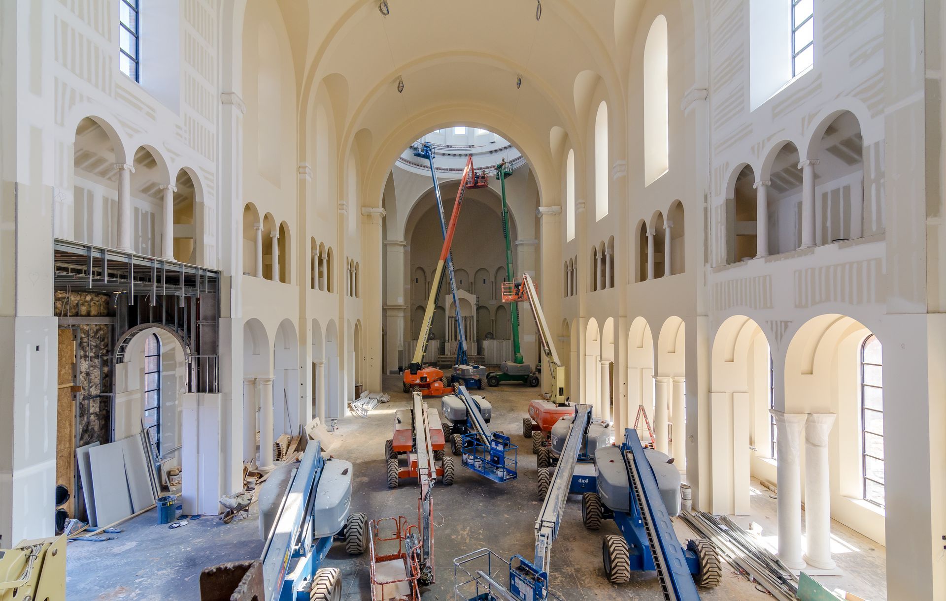A large building with a lot of machinery in it
