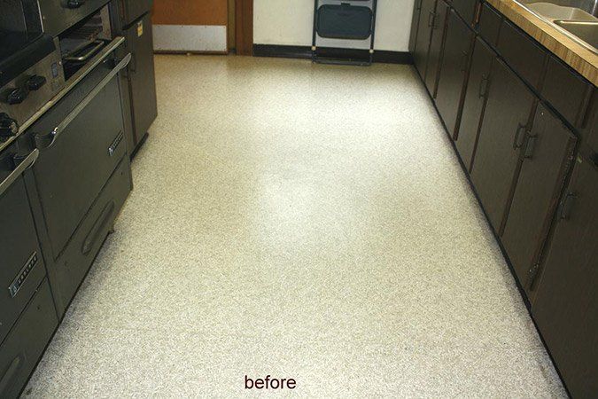 Kitchen floor before  - Maintenance Services in Kendall Park, NJ