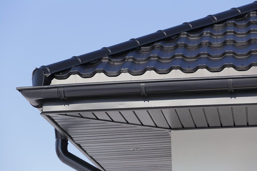 black roof with gutter