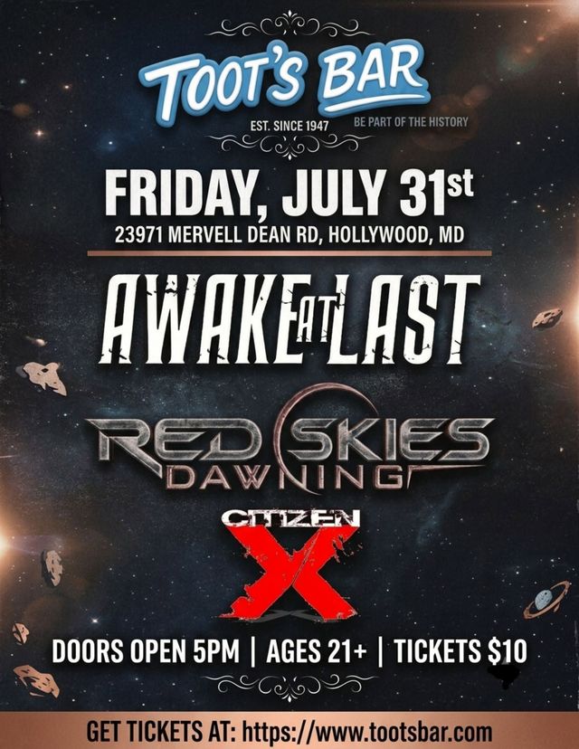 awake at last july 31st at toots bar