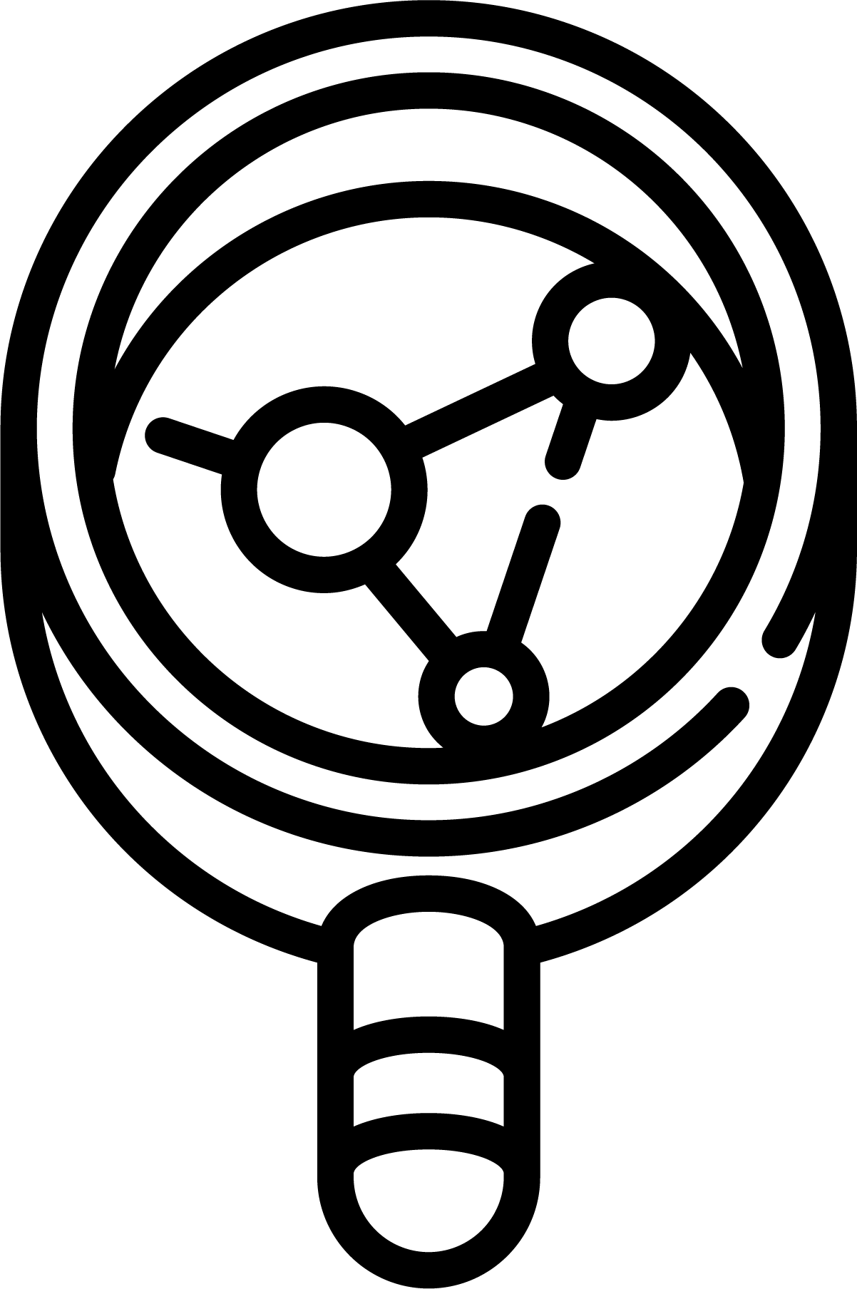 A magnifying glass is looking at a fingerprint.