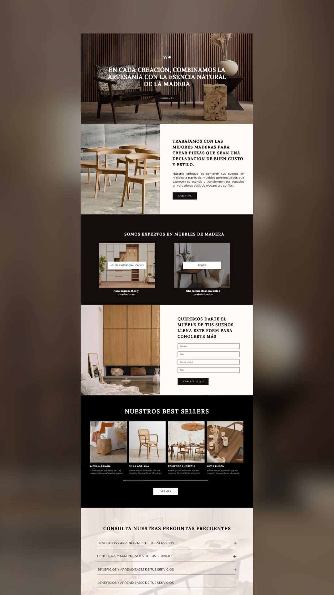 architecture sales page design wireframe