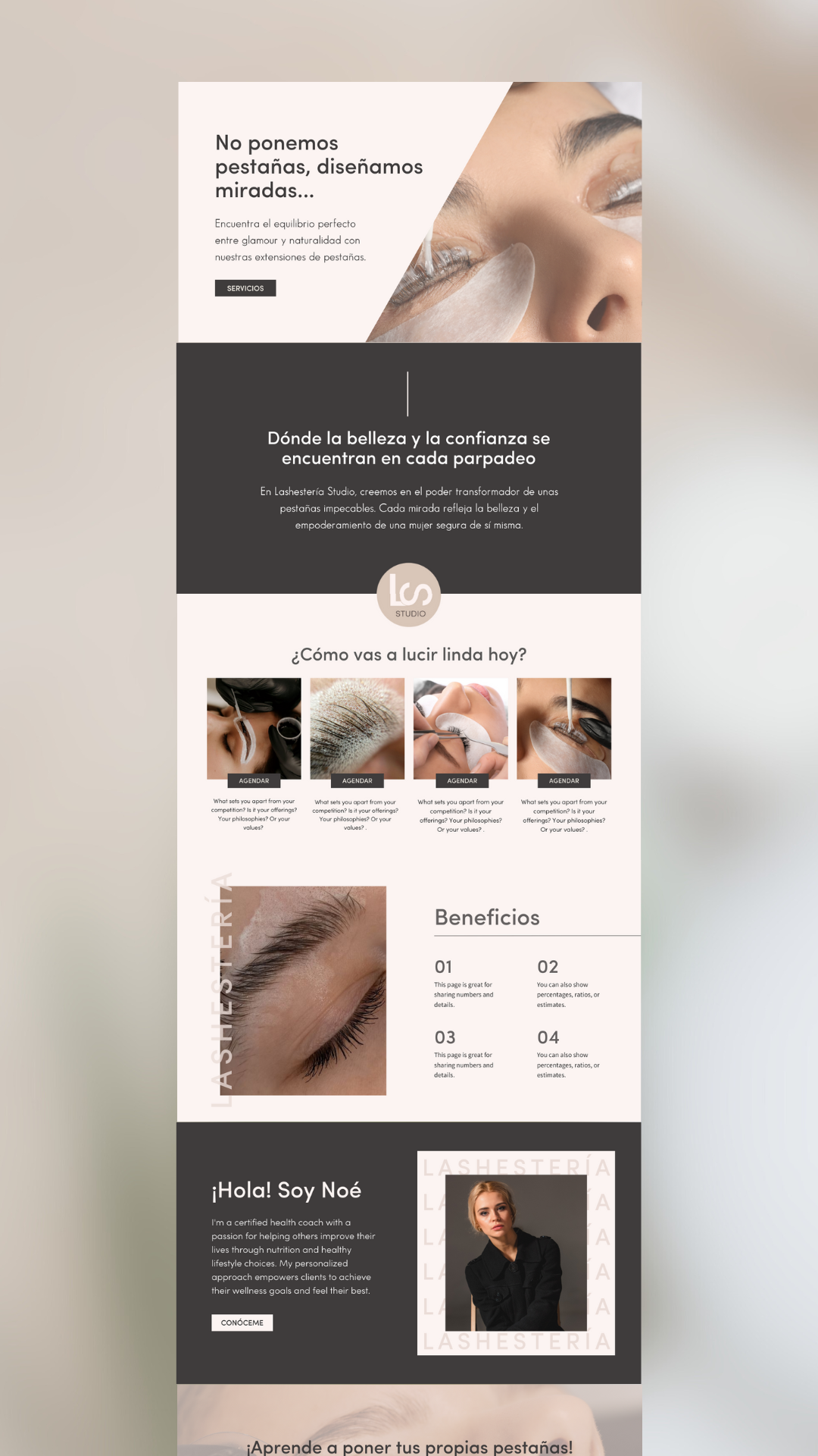 beauty homepage design wireframe