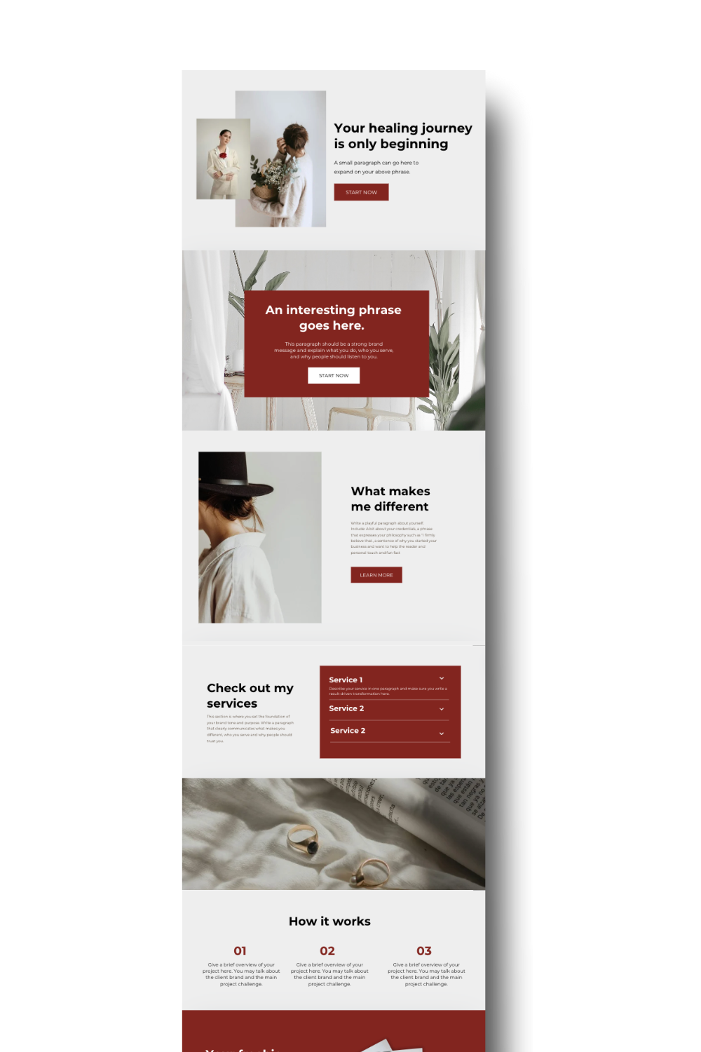 elegant red website design for coaches