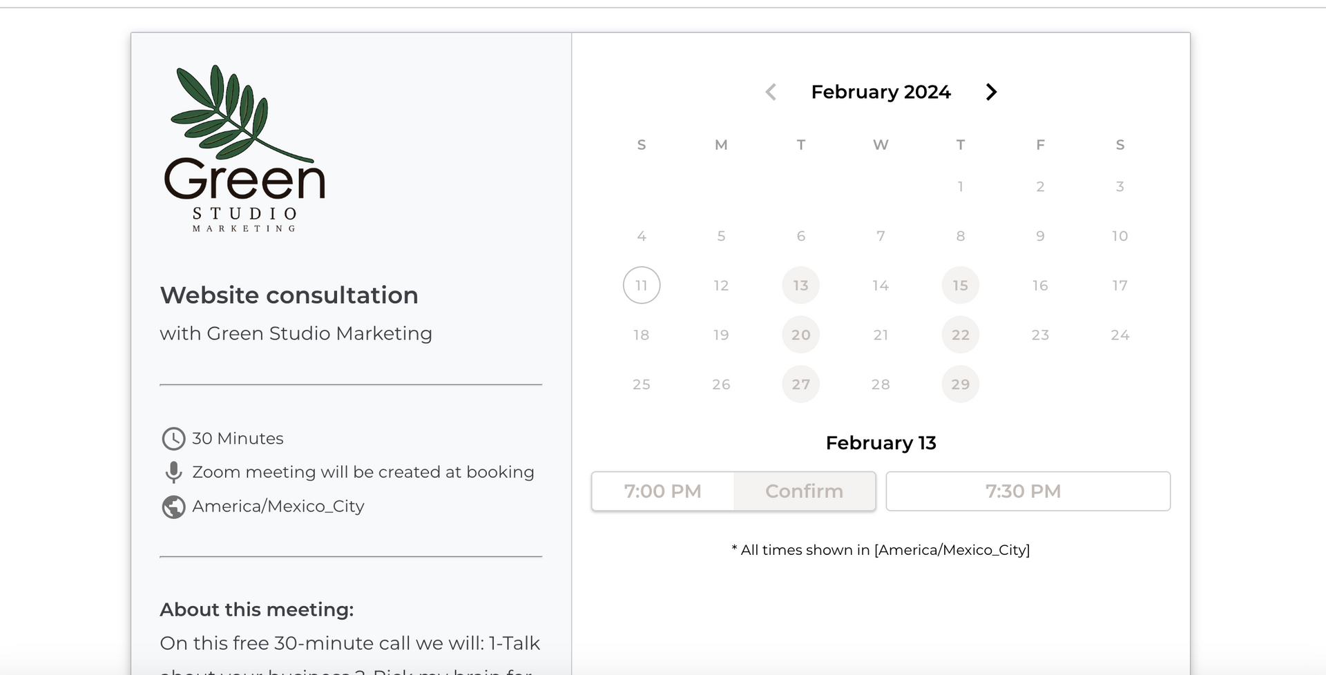 calendar opt in form example