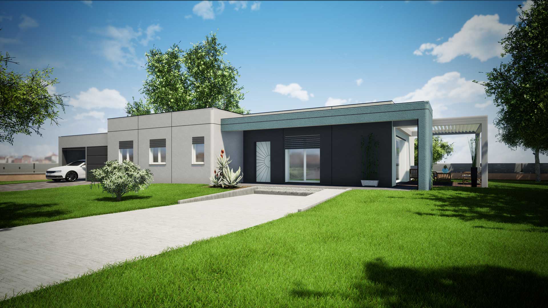 esterno casa prefabbricata realizzata in cemento